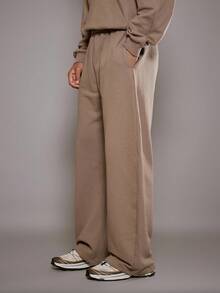 Musero Wide Barrel Leg Basic Premium Jogger Elasticated Drawstring Waistband Bottoms Only Tracksuit /Winter - Grey - View 3