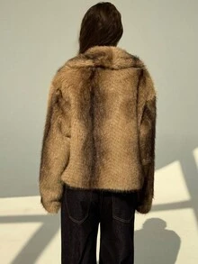 Aloruh Women's Winter Long Sleeve Open Front Fashionable Loose Faux Fur Coat