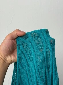 Sunspun 大码女式交叉 V 领波西米亚风格宽松蝙蝠袖针织毛衣裙，适合所有季节穿着，休闲、室内/室外、度假 - 水鴨藍 - 查看 9