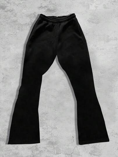 Street Life Men's Cross & Letter Print Drawstring Waist Casual Flared Sweatpants