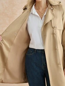 Écloséra Fashionable Casual Loose Tie-Up Metal Buckle Women's Jacket, High-End Commuting, Autumn/Winter