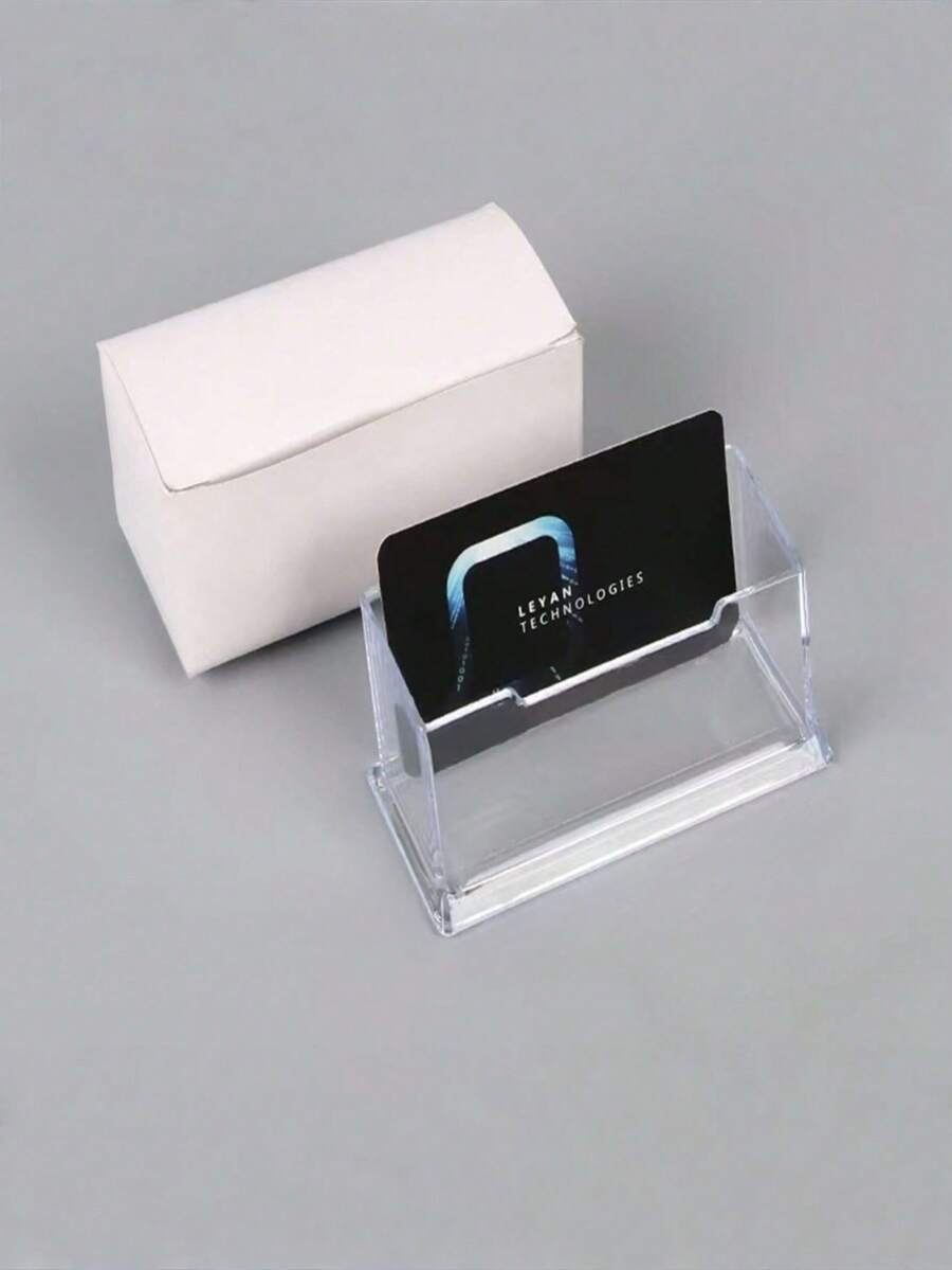 1 pieza 2 piezas Caja de almacenamiento de escritorio de acrílico transparente creativa para suministros de oficina, caja de tarjetas de visita de plástico, de vuelta a la escuela - Multicolor - Ver 1