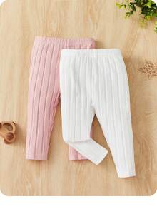 Baby Girl 2pcs Ribbed Knit Leggings