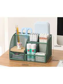 办公桌抽屉整理器，经典网格抽屉，金属笔筒，大空间，多用途桌面整理器，适用于办公室、家庭、学校用品（白色，1 个装）返校 - 白色 - 查看 5