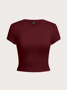 SHEIN EZwear 4件套休闲圆领短袖修身女式T恤，适合夏季 - 彩色 - 查看 4