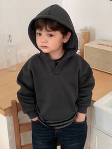 DAZY 幼儿男童连帽宽松休闲长袖运动衫 - 灰色 - 查看 3