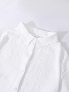 SHEIN 3件組青少年女孩休閒通勤套裝，精緻清新花卉印花輕便襯衫、基礎細肩帶背心與純色寬腿褲，適春/夏/秋/冬 - 黑色 - 查看 4