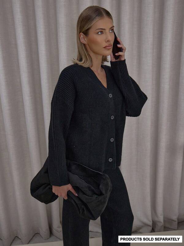 MUSERA Cárdigan de punto con cuello en V y botones de corte holgado, solo parte superior, ropa de calle elegante y casual, sexy para salir, otoño, fiesta de noche, elegante, Navidad, color toffee