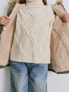 Maija Kids Maija Kids 超大款连帽毛领落肩长袖休闲外套 - 軍綠色 - 查看 9