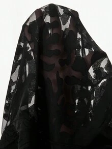 SHEIN CURVE+ 花卉提花纽扣前襟衬衫 - 黑色 - 查看 11