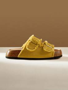 Solecia صندال نسائي أصفر بكعب منصة - أصفر - مشاهدة 2