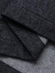 Livesso Bộ 2 món áo khoác và chân váy denim dáng rộng, phong cách đường phố cổ điển dành cho nữ, thời trang công sở, màu sắc tương phản, trang trí đường may thời trang thu đông - Màu xanh hải quân - Xem 8