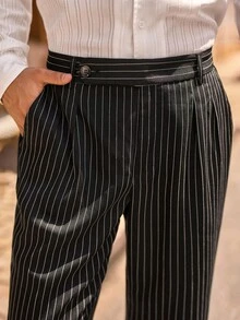 Manfinity VCAY Men's Striped Print Pocket Casual Fashion Suit Pants - Black - View 6