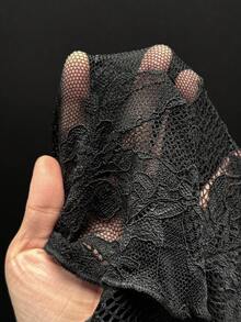 EgrlEra 女式性感蕾丝面料收腰哥特式A字迷你连衣裙 - 黑色 - 查看 3