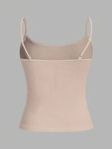 SHEIN PETITE CURVE Áo ba lỗ bó sát thường ngày cỡ lớn dành cho nữ (dây mảnh) - màu nâu - Xem 9