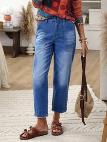 EMERY ROSE Jeans casuales de mujer con pierna entallada y lavado