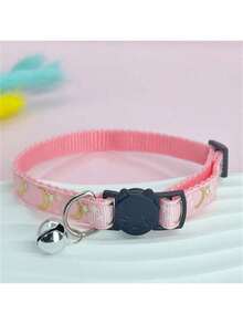 5pcs Random Star & Moon Pattern Pet Collar With Bell, Adjustable Dog Collar With Buckle Pet Accessories - Multicolor - View 10
