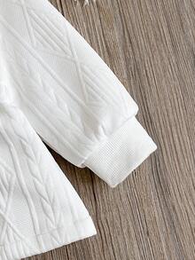 SHEIN 女宝宝加厚休闲连帽抓绒外套，适合秋冬季外出 - 白色 - 查看 4