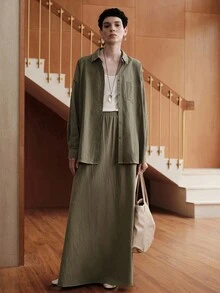 Bộ 2 váy sơ mi Uhlyne Minimalist chất liệu cotton thoải mái, thiết kế thanh lịch, dễ mặc, có túi, phù hợp mặc đi làm/đi chơi/đi nhà thờ cho nữ - màu xanh lá - Xem 4