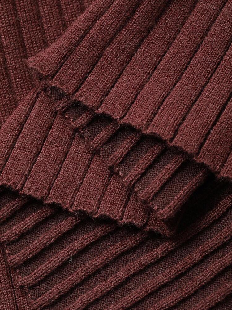 Women's Solid Color Long Sleeve Zip Front Fitted Knit Sweater Dress, Autumn/Winter