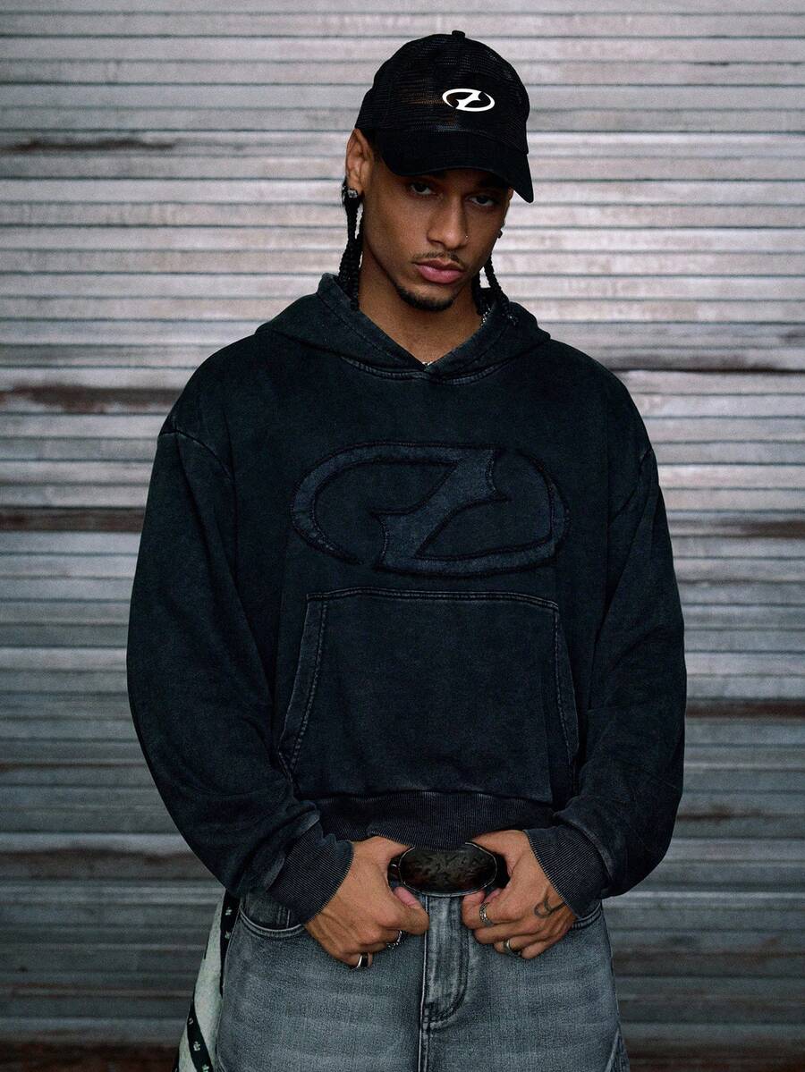 AXEPEAK Men's Casual Hooded Sweatshirt With Pockets, Autumn, For Fall Winter - Dark Grey - View 1