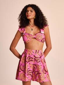 CAJUNI Bananah rosa bedrucktes Co-Ord Top und Shorts - Verschiedenfarbig - Übersicht 7