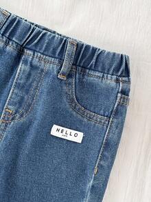 SHEIN 男童宽松蓝色牛仔裤 - 中等水洗藍 - 查看 10