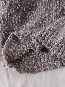 Sparklyn 女童时尚可爱百搭休闲圆领长袖毛衣，采用粗针织绒球纱线，适合秋冬季 - 灰色 - 查看 7