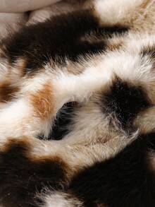 SHEIN Elladie kids Young Girl Colorblock Faux Fur Coat, Autumn/Winter