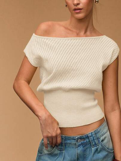 SHEIN BAE Summer Casual Solid Color Regular Knit Top