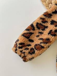 SHEIN 2pcs Babygirl Casual Fluffy Leopard Print Stand Collar Jacket, Versatile For Autumn/Winter - Multicolor - View 3