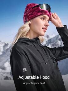 In My Nature 女士纯色连帽长袖抽绳户外风衣女士滑雪夹克女士滑雪服 - 黑色 - 查看 2