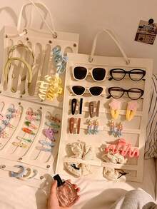 1/2 件壁挂式发饰和眼镜收纳袋、发饰展示架、头饰收纳挂袋、毛毡发饰收纳袋、太阳镜收纳袋、分类收纳展示袋、门上悬挂式发夹收纳架、性别揭秘派对、生日、婚礼、派对的完美选择、送给同事、朋友和家人的完美礼物、返校礼物