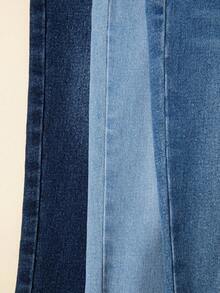 3 piezas Jeans vaqueros ajustados y elásticos para niñas jóvenes, estilo casual escolar, adecuados para primavera, verano, otoño e invierno