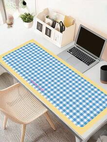 SHEIN 1pc Plaid Desk Mat, Waterproof & Oil Resistant, Washable, Suitable For Dorm Desk, Student Study Writing Desk Pad - Blue and White - View 5