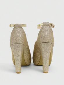 CUCCOO LuxiPop New Arrival Gold Hollow-Out Platform Chunky Heel Sexy Fashion Ankle Boots For Women - Gold - View 5