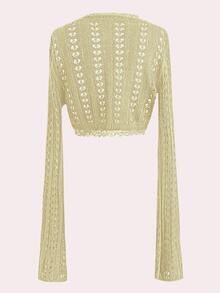 Celisse Women's Solid Color Twist Front Fitted Elegant Long Sleeve Thin Cardigan - Pale Yellow - View 2