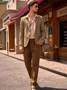 HIMLAND Men's Casual Slim Fit Vertical Striped Blazer, For Fall Winter - Multicolor - View 4