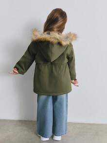 Maija Kids Maija Kids 超大款连帽毛领落肩长袖休闲外套 - 軍綠色 - 查看 2