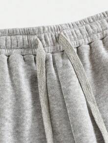 SHEIN Girlism Set de 2 piezas para adolescentes: Body de punto acanalado con bordado de texto "New York" en negro y pantalones casuales retro lavados con ácido, para primavera/verano - Gris Oscuro - Ver 5