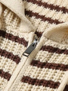 Claim Dot Cardigan casual con chiusura lampo e cappuccio, a maniche lunghe, con stampa a righe, adatto per l'autunno e l'inverno, da uomo