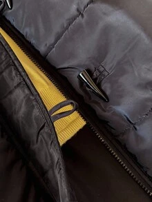 Tween 女童棉服外套，休闲百搭百搭，长款连帽棉服外套 - 黑色 - 查看 5