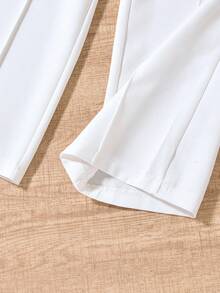 SHEIN Tween Girl White Casual Commuting Wide Leg Capri Pants - White - View 7