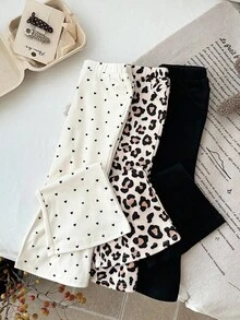 LMoss Kids 3pcs Baby Girl Knitted Heart & Leopard Print Pattern Casual Pants Set Fall Winter - Multicolor - View 7