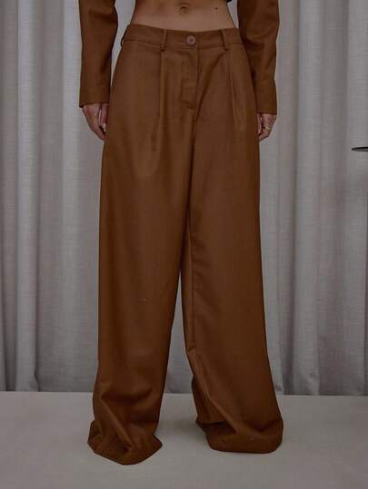 MUSERA Pantalones de traje con pliegues de pierna extremadamente ancha, solo para uso casual, elegante, sexy y para salir en otoño, Navidad y Acción de Gracias