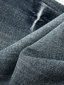 Elamini 女式休闲日常破洞喇叭牛仔裤，带斜口袋 - 藍色 - 查看 7