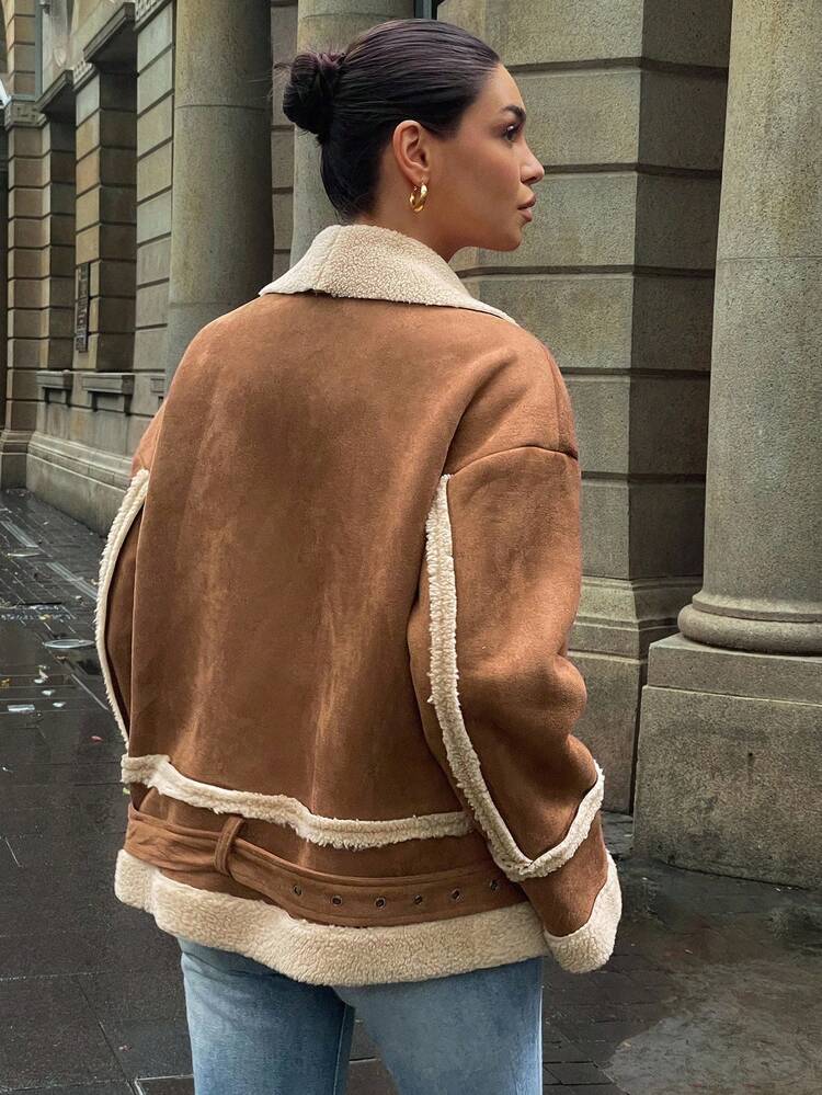 Autumn/Winter New Faux Fur Lined Shearling Jacket, Thickened Regular Coat