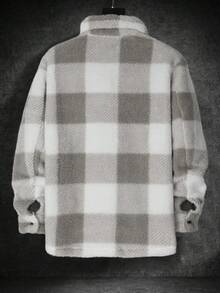 Manfinity Homme 宽松版型男士水牛格子印花翻盖口袋法兰绒衬衫男士沙克特格子夹克男士秋冬 - 彩色 - 查看 2