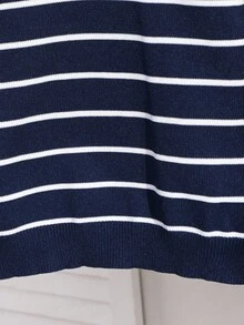 1 Piece Young Boy Casual College Comfortable Fashion Simple Practical All-Match College With Stripes Comfortable Thick Warm Round Neck Sweater Sweater School Back To School Daily Suitable For School Suitable For Travel Suitable For Sports Suitable For Autumn And Winter Fall - Navy Blue - View 5