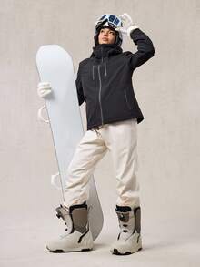 OutZeal 女士滑雪服冲锋衣保暖冬季滑雪露营绗缝内衬防风防水户外夹克带拉链口袋 - 黑色 - 查看 8